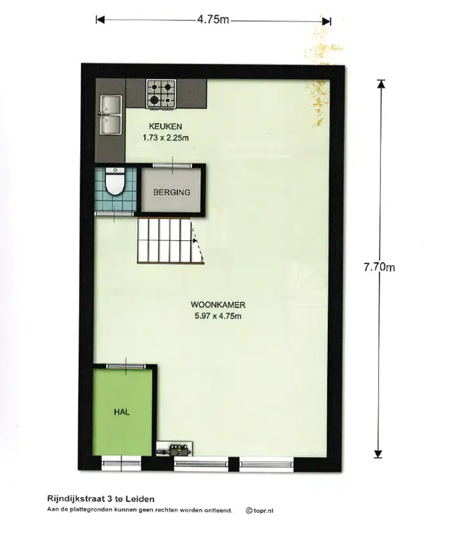 Ground Floor Plan - Rijndijkstraat 3 Leiden